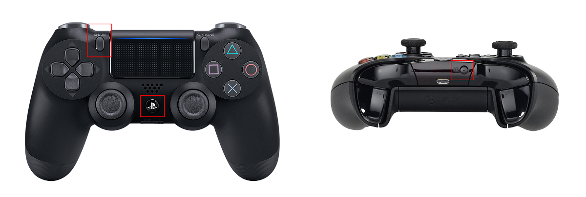 I controller per PlayStation 4 (sinistra) e Xbox One (destra)