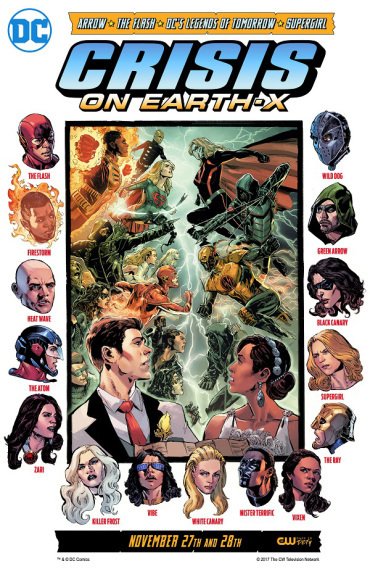La copertina di Crisis on Earth-X con tutti i supereroi nella variante buona e cattiva