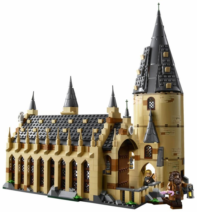 Primo piano del set di LEGO dedicato alla Sala Grande del castello di Hogwarts