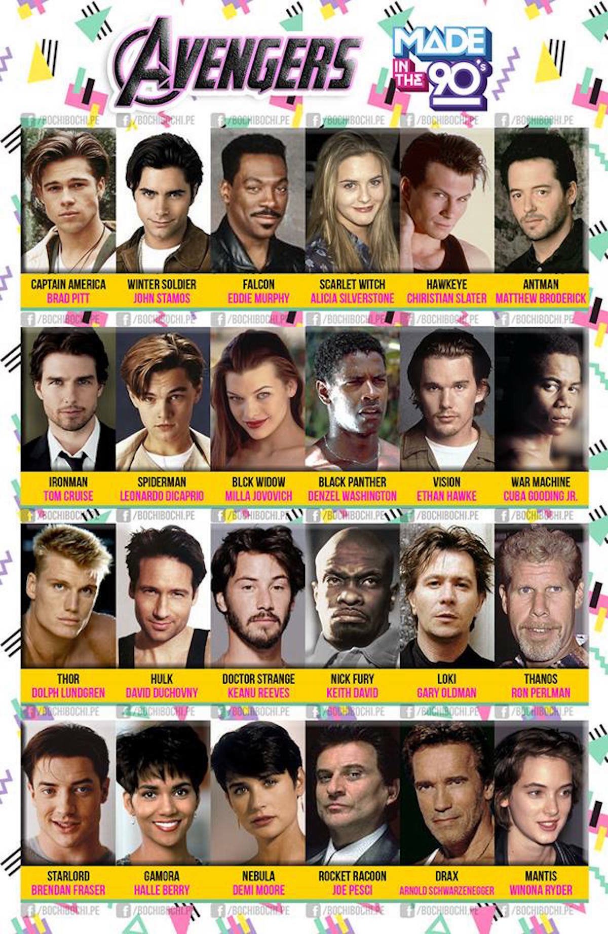 I più famosi attori anni '90 immaginati nel cast di Avengers: Infinity War