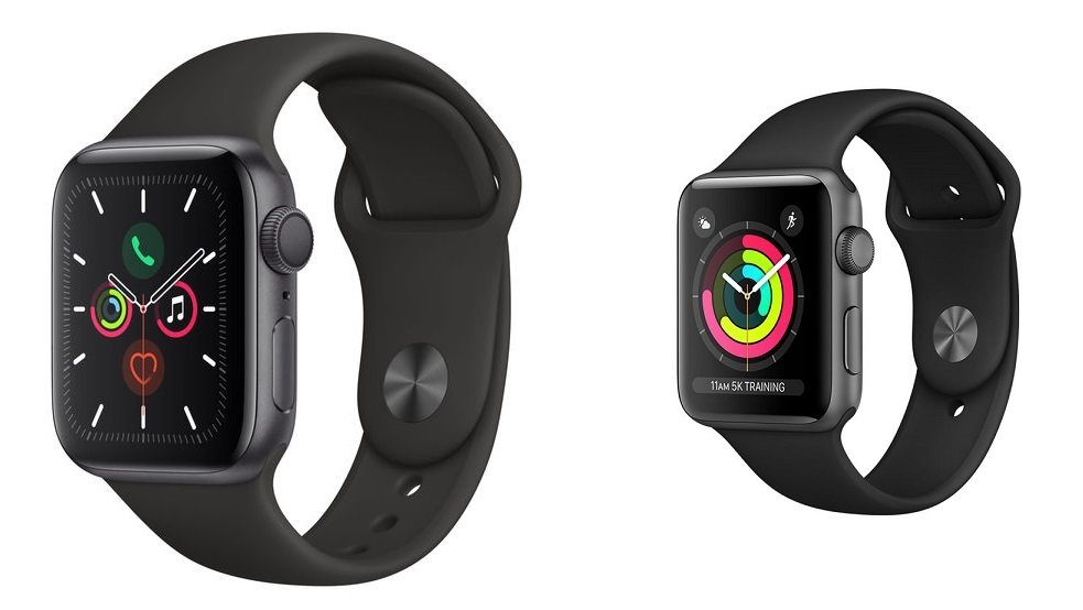 Immagine stampa di Apple Watch Series 5 e Series 3