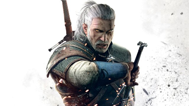 Un primo piano di Geralt di Rivia