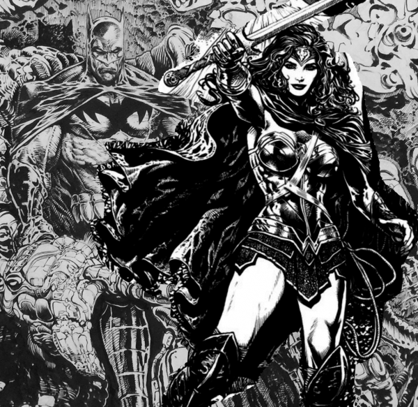 Un disegno di Liam Sharp raffigurante Batman e Wonder Woman 