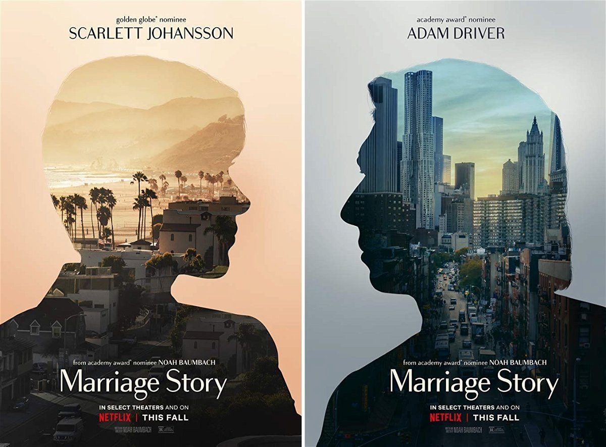 Collage dei due poster ufficiali di Marriage Story