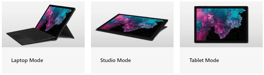 Le modalità d'uso del Surface Pro 6 di Microsoft