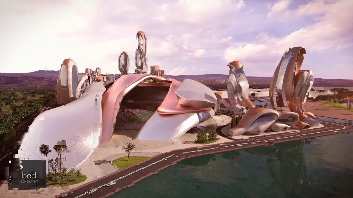 Un futuro palazzo di Akon City, la futura città ispirata al Regno di Wakanda