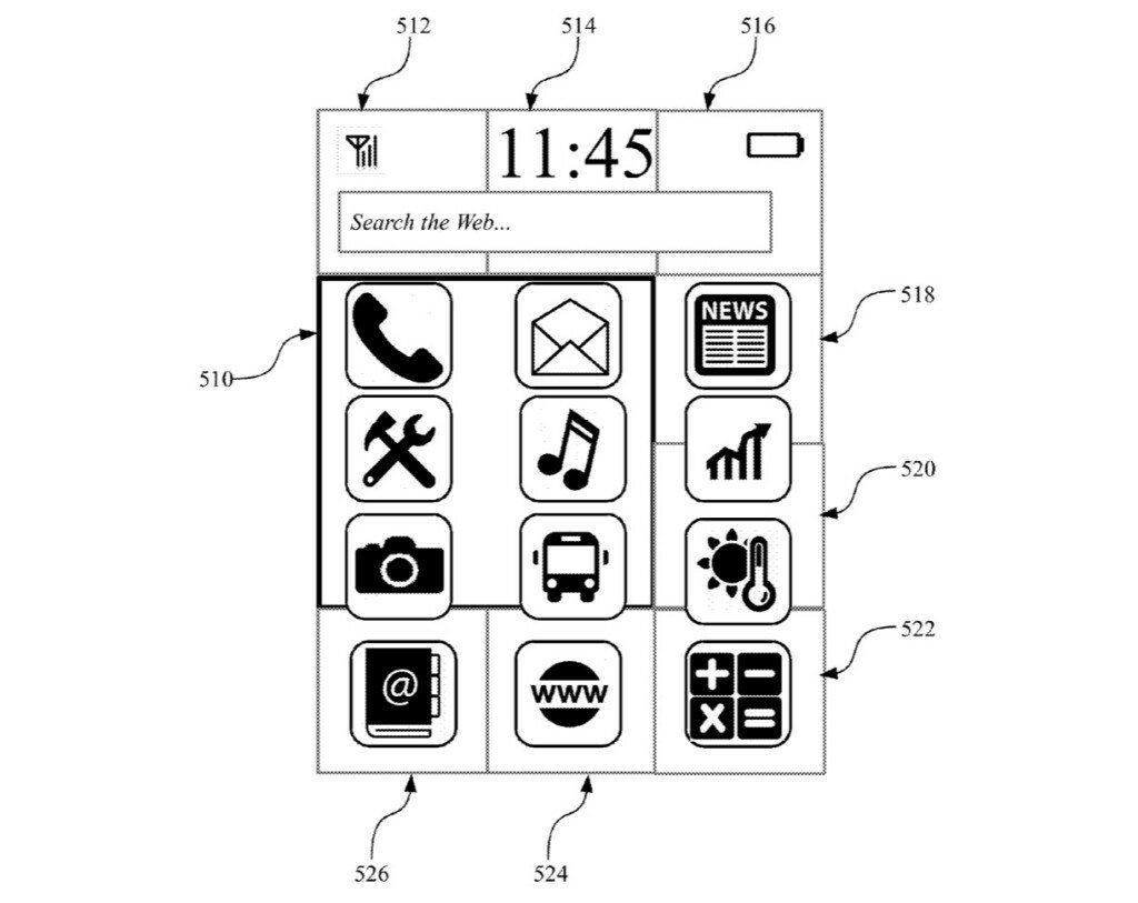 Illustrazione della UI dello smartwatch brevettato da IBM