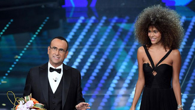 Tina Kunakey Di Vita e Carlo Conti, Sanremo 2017