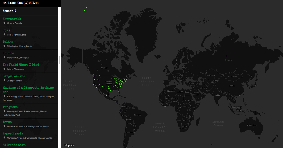 Una mappa interattiva raccoglie tutti i casi di X-Files