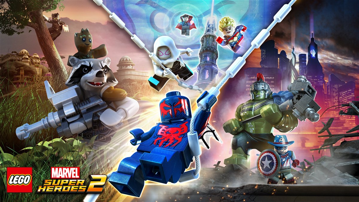 La copertina ufficiale del videogame LEGO Marvel Super Heroes 2