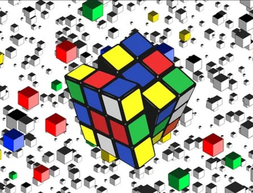 Un cubo di Rubik mentre ruota