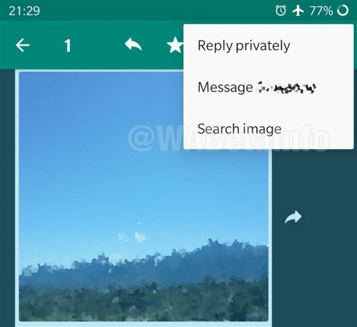 Screenshot di WhatsApp Beta per Android con la nuova funzione Search Image