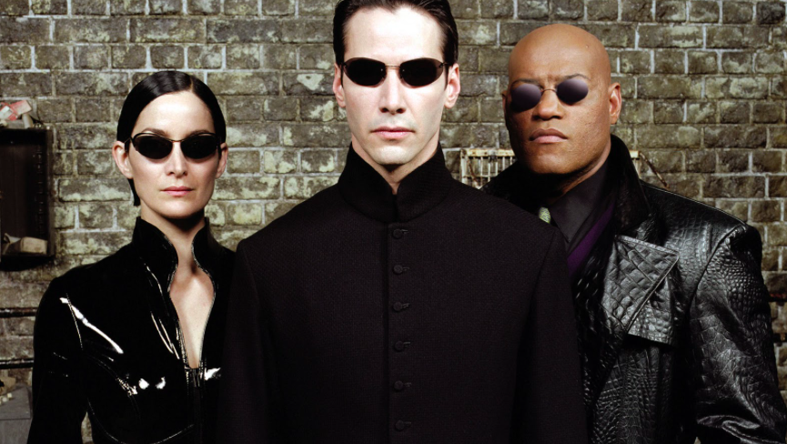 I tre protagonisti della trilogia di Matrix: Trinity, Neo e Morpheus