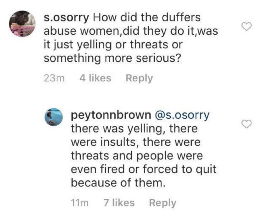 Peyton Brown e le accuse ai fratelli Duffer su Instagram