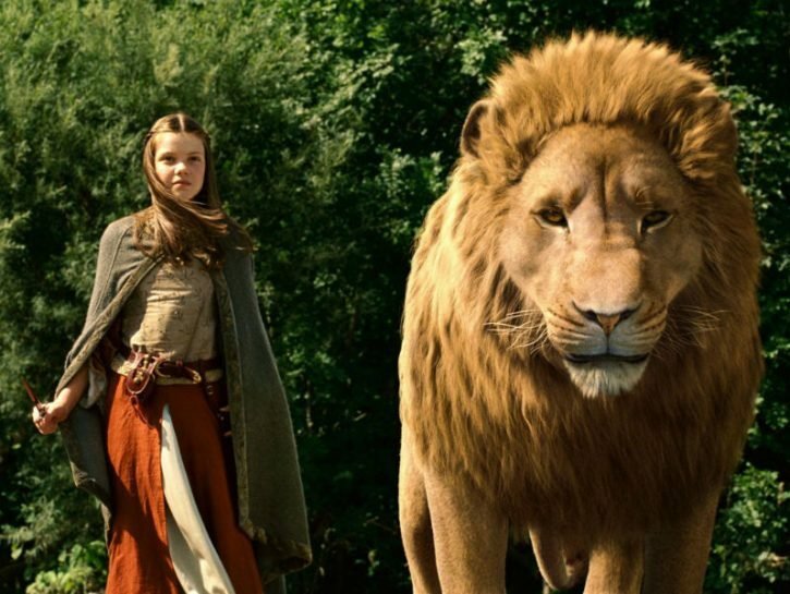 Lucy Pevensie ed il leone Aslan 