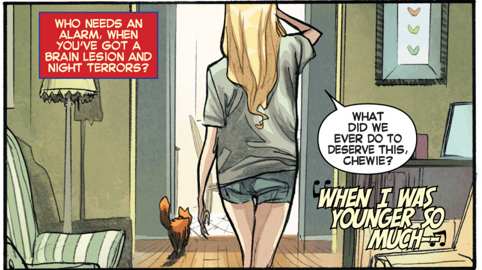 Captain Marvel e Chewie nell'appartamento di Carol Danvers