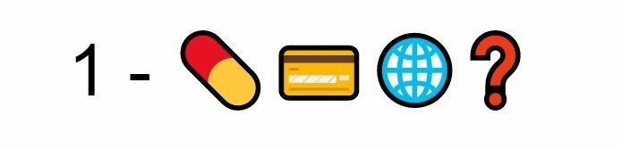 Emoji Pillola carta di credito mondo punto di domanda