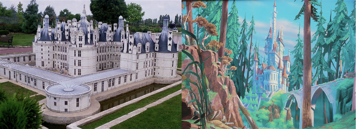 Il castello di Chambord e il castello del film La Bella e la Bestia a confronto 