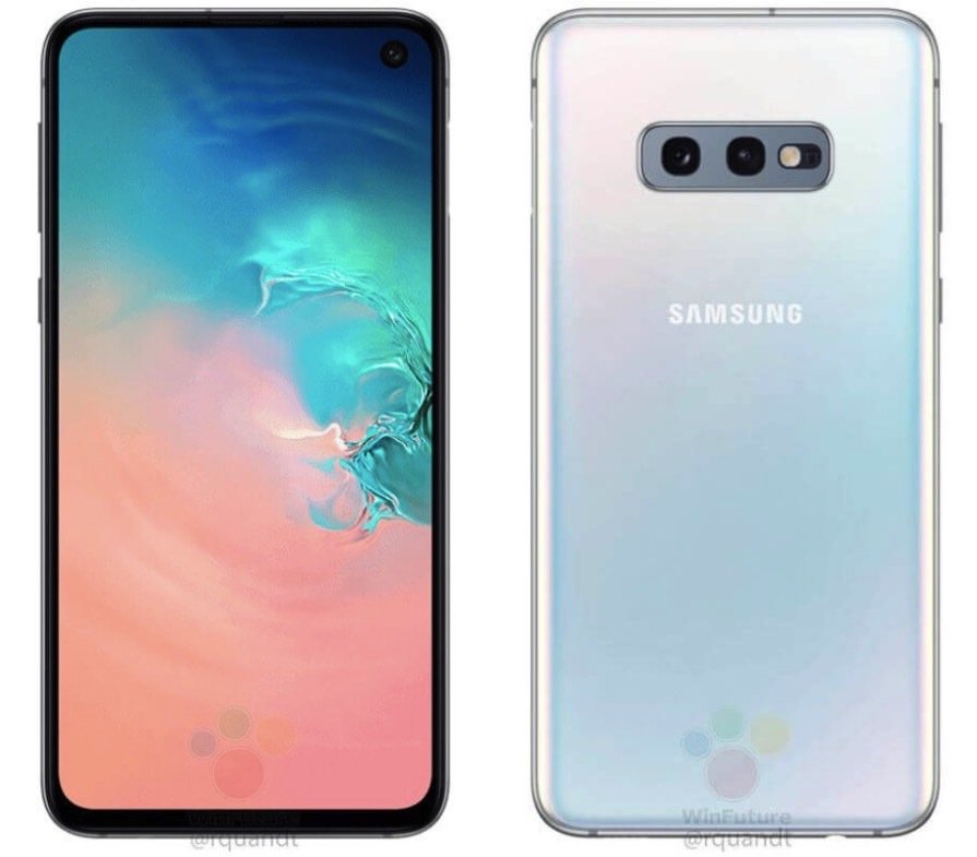 Immagine stampa che svela fronte e retro del Galaxy S10E di Samsung