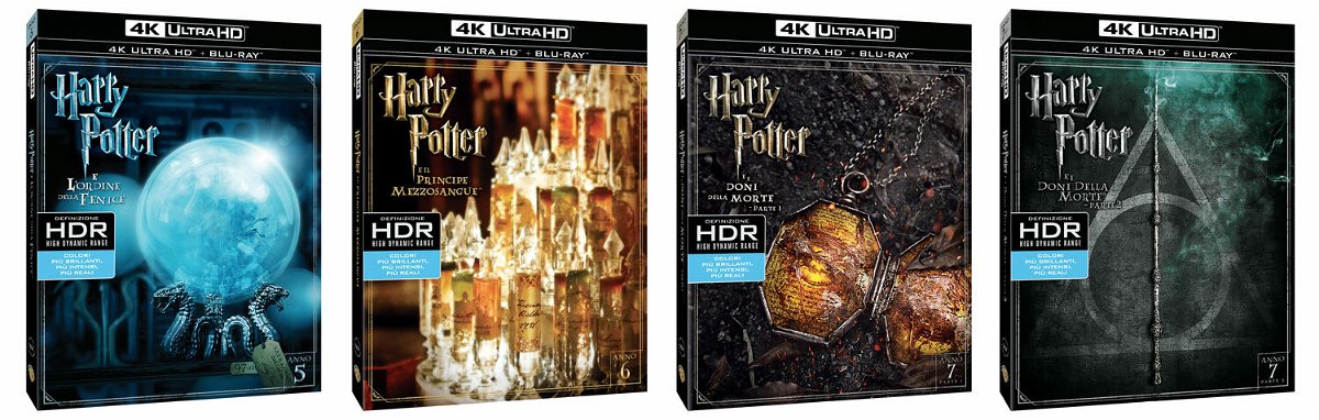 Le cover degli ultimi 4 film di Harry Potter in edizione Blu-ray 4K Ultra HD