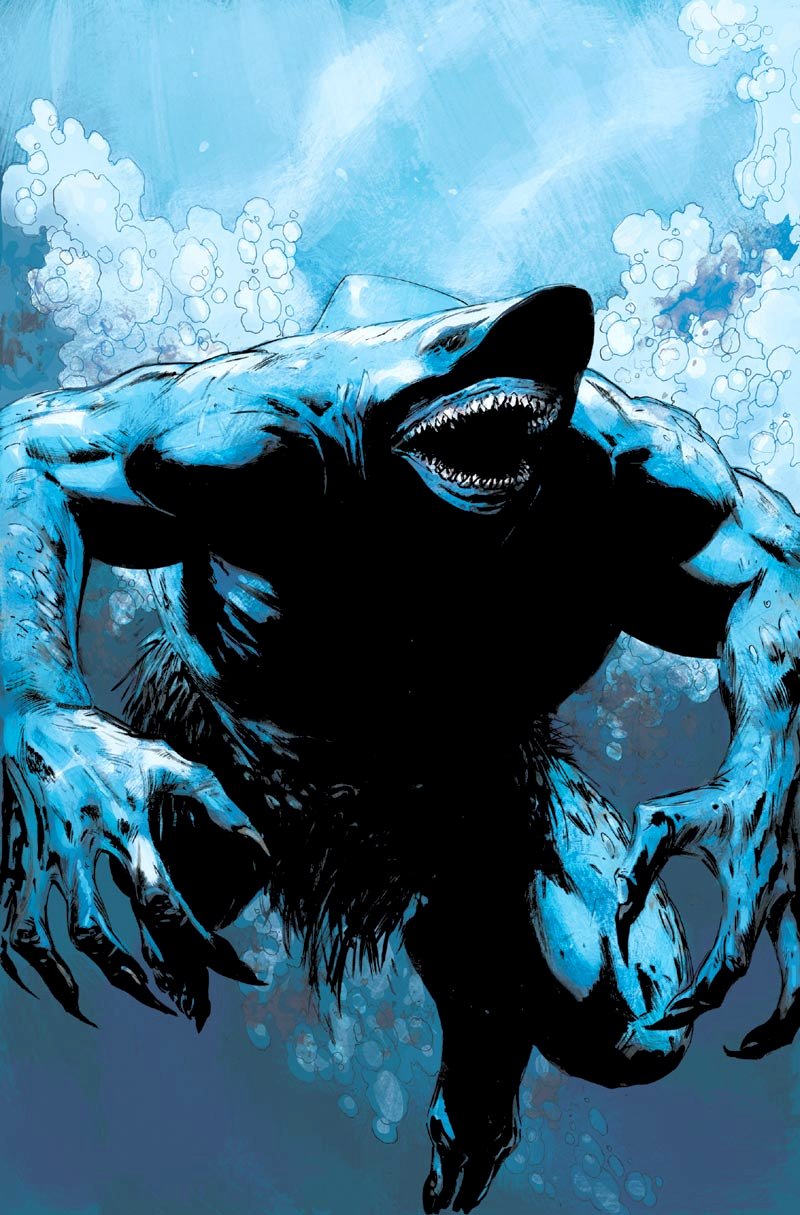 King Shark in acqua, nell'immagine presa dal fumetto