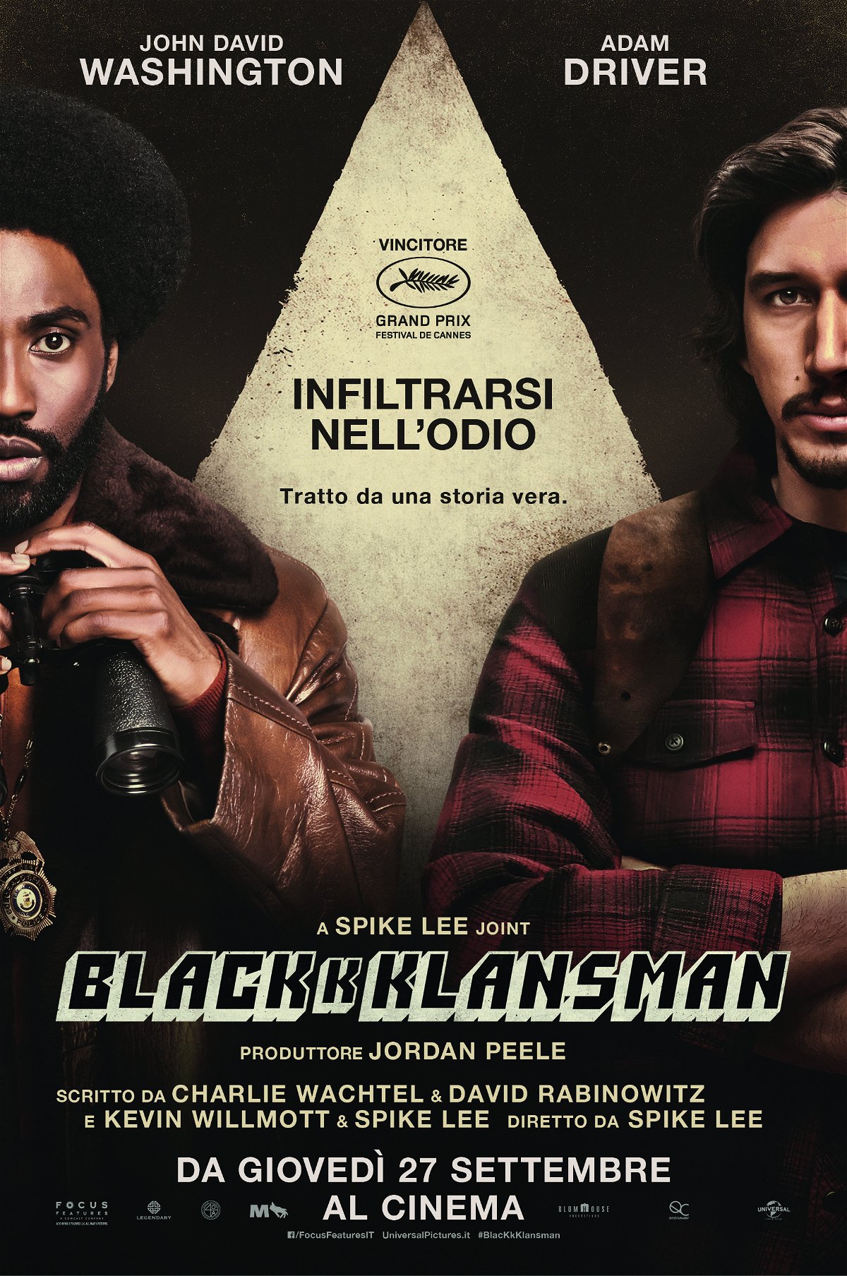John David Washington e Adam Driver nel poster italiano di BlacKkKlansman
