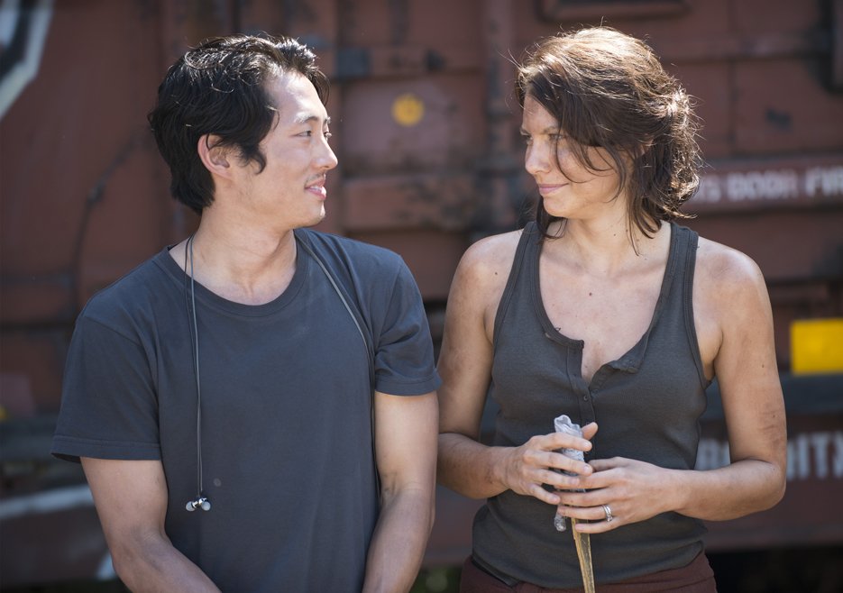 Steven Yeun e Lauren Cohan in The Walking Dead