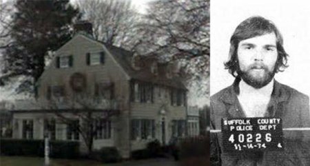 Due scatti che mostrano la casa di Amityville e Ronald DeFeo Jr.