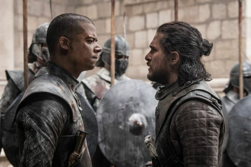 Jacob Anderson e Kit Harington in Game of Thrones 8x06