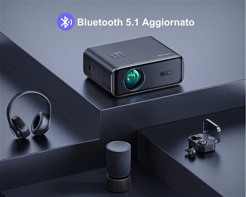 Proiettore WiFi Bluetooth 500 Ansi 1080P Nativo Full HD, WiMiUS 1