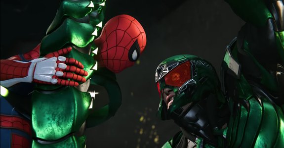 Spider-Man contro Scorpion in una scena del videogioco