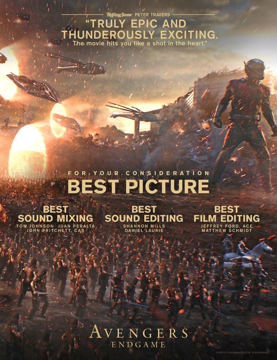 Il poster di Avengers: Endgame per gareggiare ai prossimi Oscar