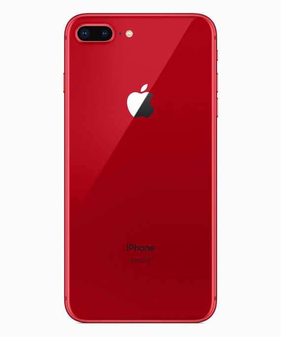 Un primo piano della scocca di iPhone 8 per la linea (PRODUCT)RED