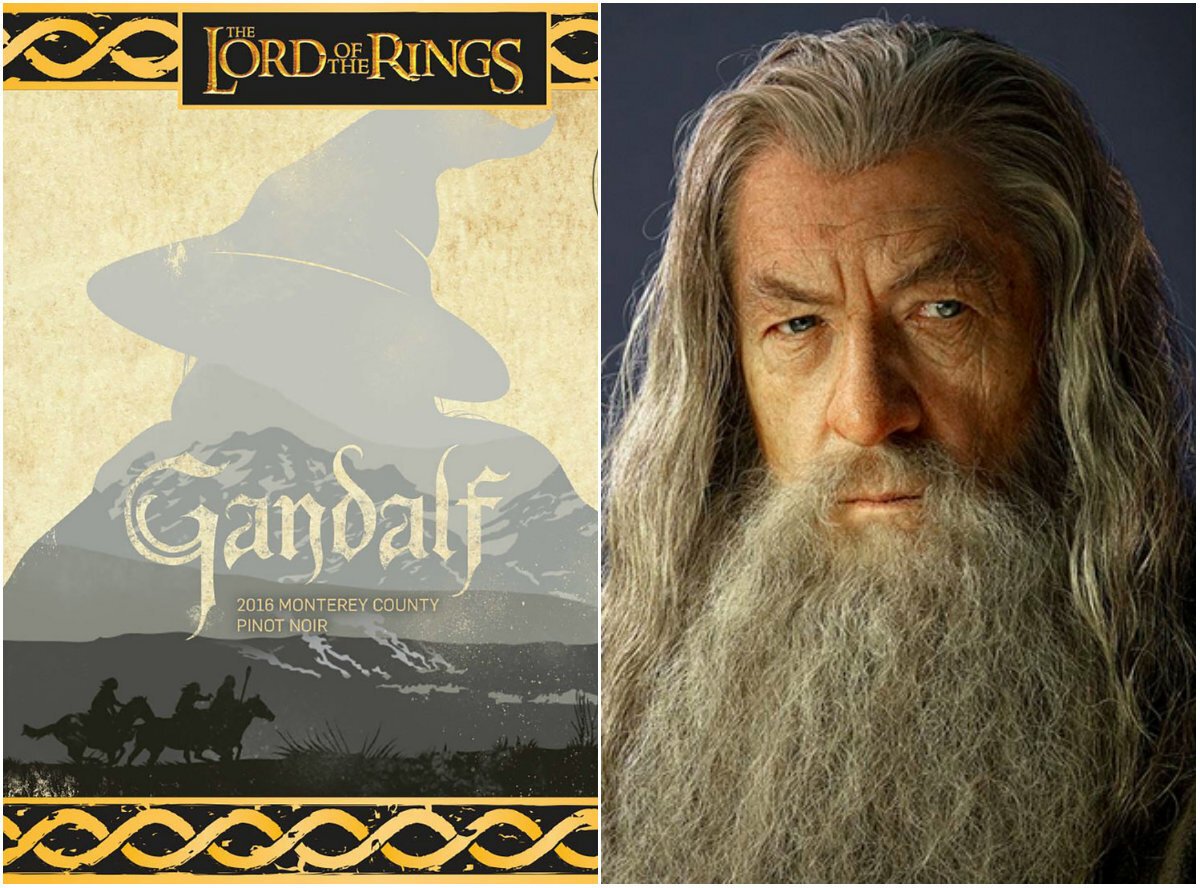 L'etichetta del vino ispirato a Gandalf