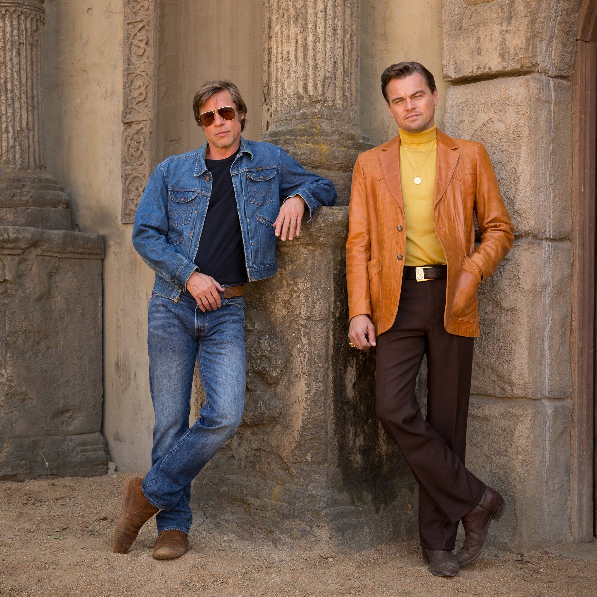 Brad Pitt (Cligg Booth) e Leonardo DiCaprio (Rick Dalton) nel nuovo Tarantino