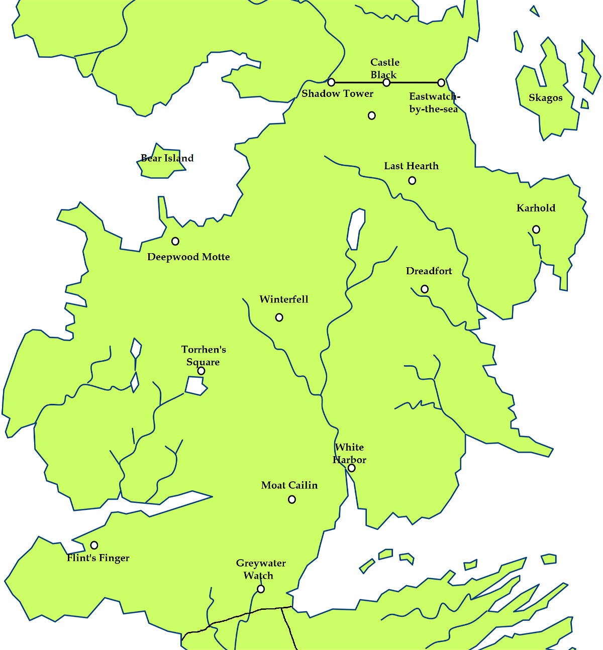 Mappa del Nord di Westeros realizzata dai fan