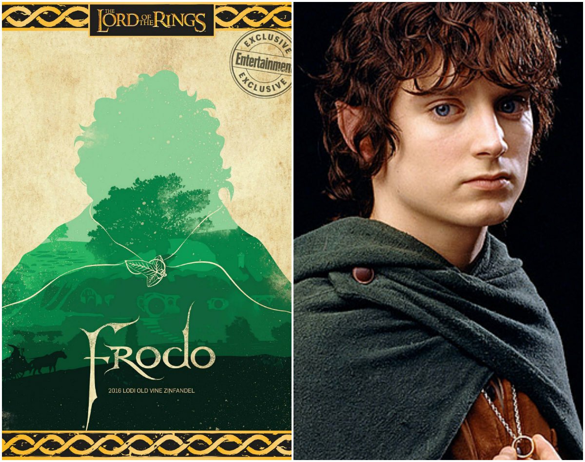 L'etichetta del vino di Frodo con Frodo