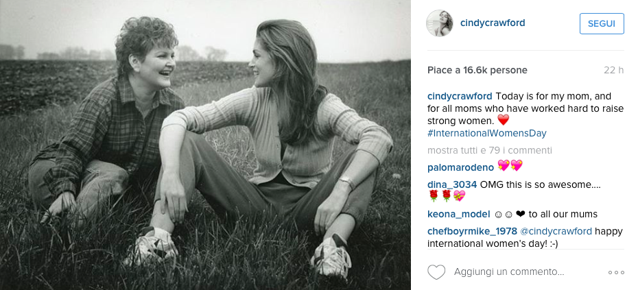 Foto di Cindy Crawford con la mamma su Instagram