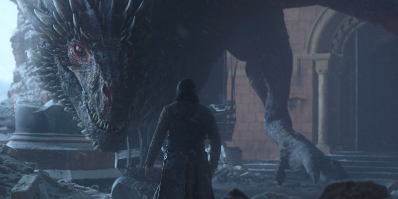 Drogon e Jon Snow in Game of Thrones 8x06