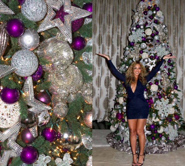L'albero di Natale viola e argento di Beyoncé