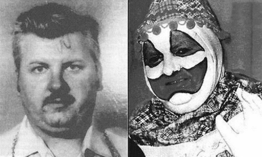 John Wayne Gacy senza e con il costume del Serial Killer Clown