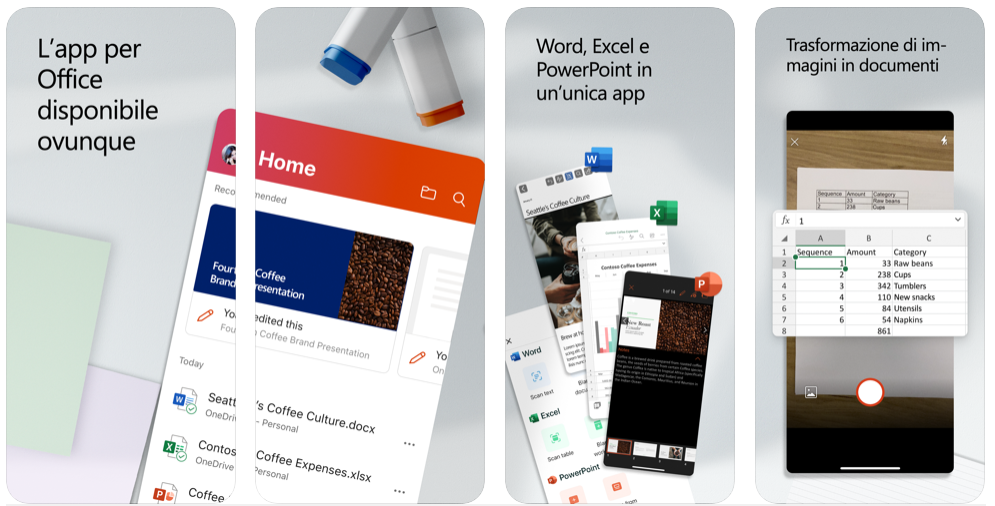 Screen da App Store dell'app Office per iPhone