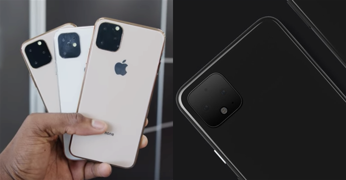 Dummy di iPhone XI (sinistra) e Google Pixel 4 (destra)