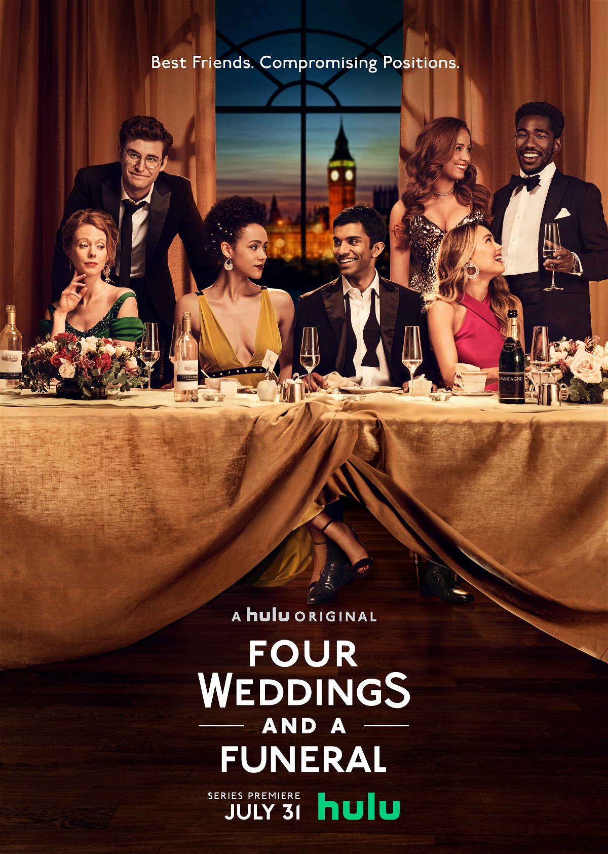 Il poster della serie Hulu di Quattro matrimoni e un funerale