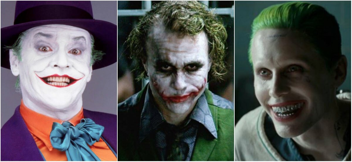Jack Nicholson, Heath Ledger e Jared Leto nei ruoli di Joker