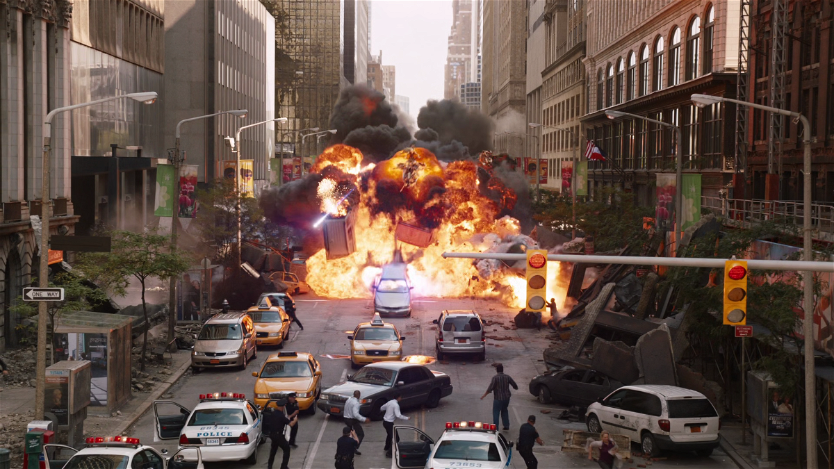 Una sequenza della battaglia di New York da The Avengers