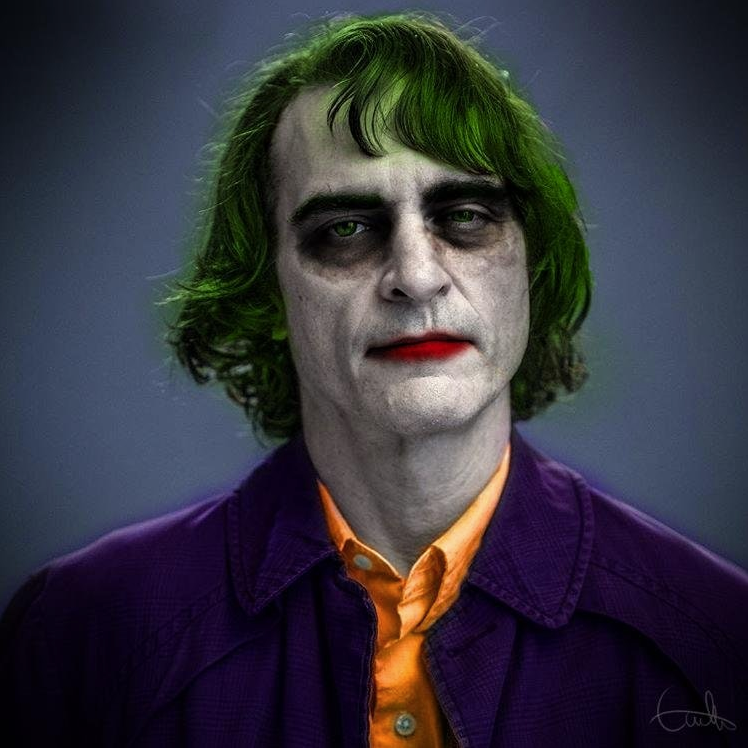 fan art di Joaquin Phoenix con il trucco da Joker