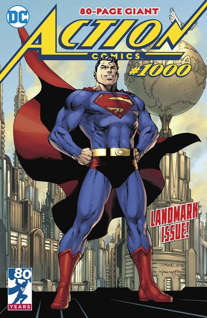 Copertina di Action Comics #1000, l'ultimo sul quale ha scritto Dan Jurgens