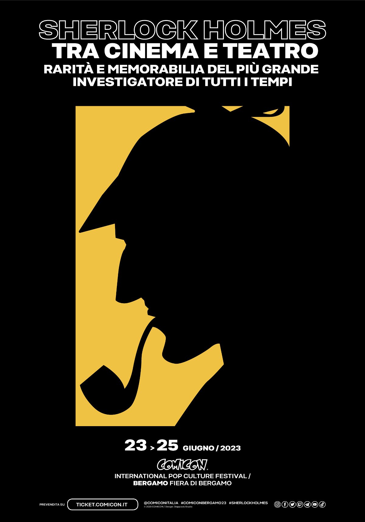 Il manifesto della mostra Sherlock Holmes tra cinema e teatro - Rarità e memorabilia del più grande investigatore di tutti i tempi