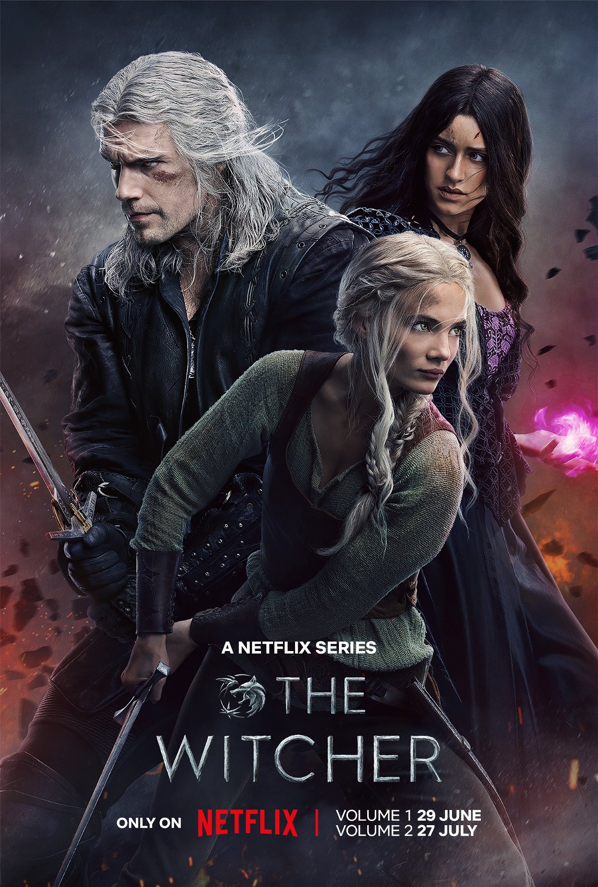 The Witcher 3 poster - I tre protagonisti in posizione di difesa